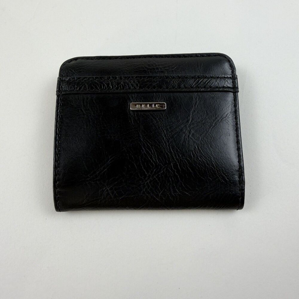Relic Faux Leather Wallet Snap Up Black Credit Card Cash Slot BI Fold 4x3 Unisex